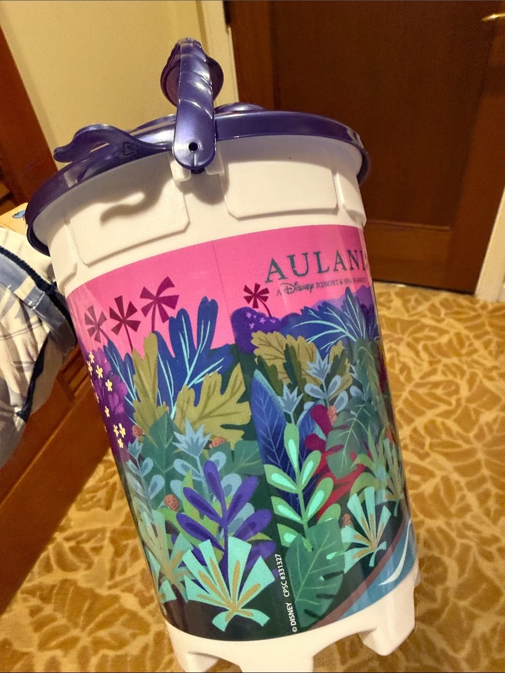 Disney Aulani Exclusive Purple and White Stitch Tropical Popcorn Bucket
